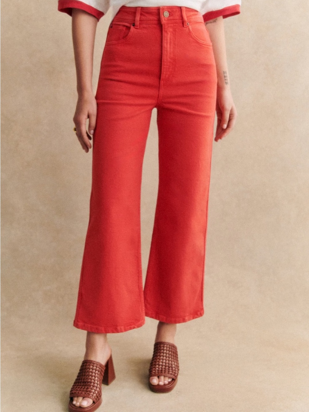 Sezane Le Crop Middle Grey - Size 6